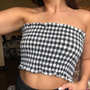 Gingham stretchy tube top